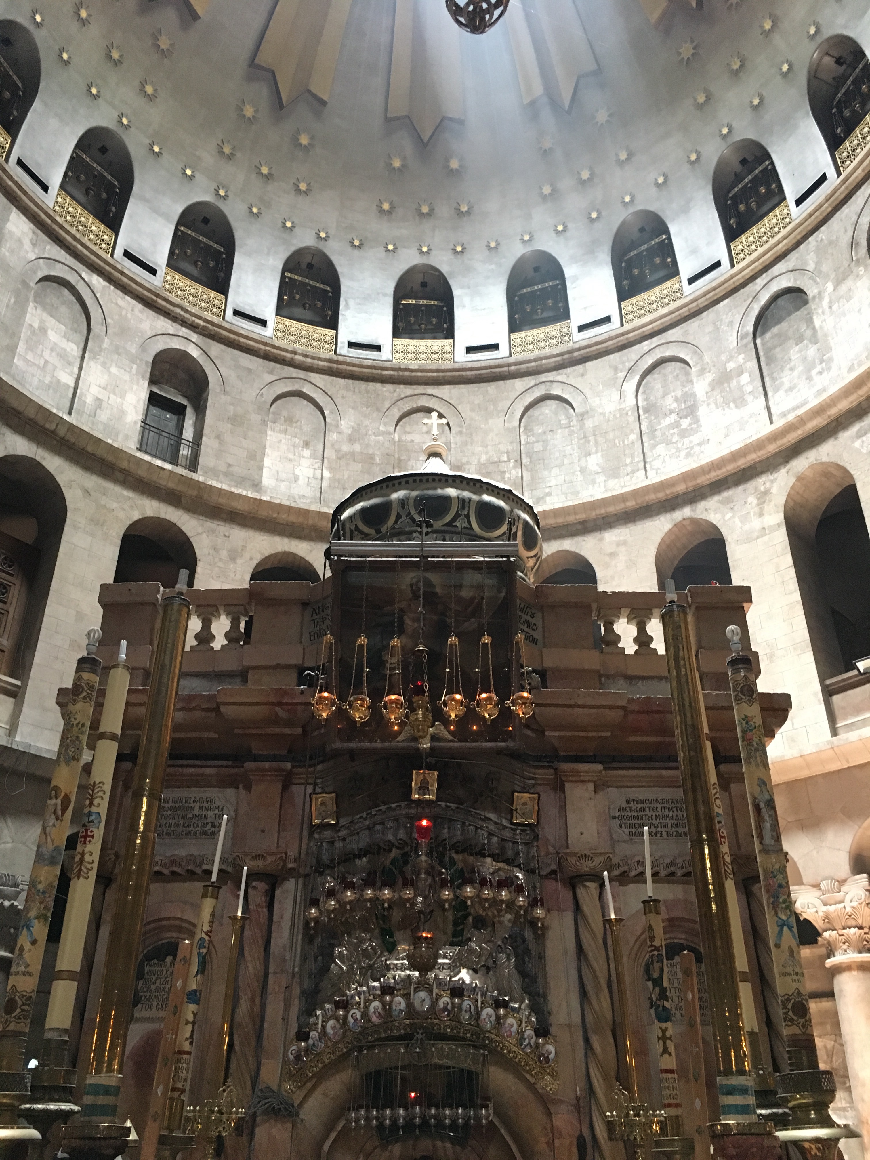 Shrine inside the Church of the Holy Sepulchre. Jerusalem. 2019